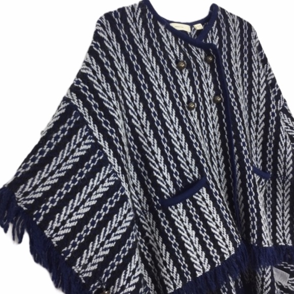 🆕 Anthropologie Sleeping On Snow Blue Poncho Coat - Picture 6 of 8